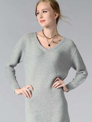 Fashion Pure Knit Long sleeve Shift Dresses