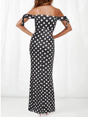Off Shoulder Women Long Wave Dot Pot Maxi Sexy Dresses