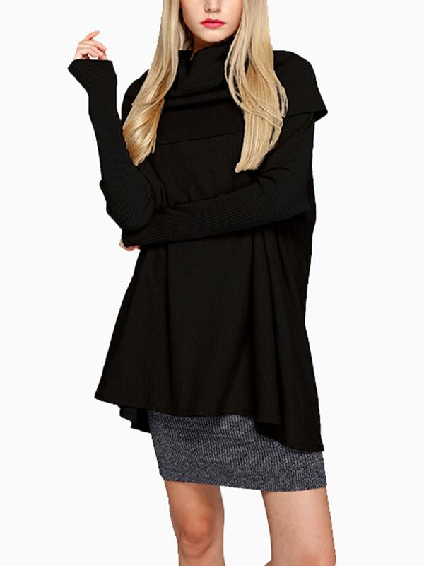 Loose High Collar Batwing Sleeve Sweater