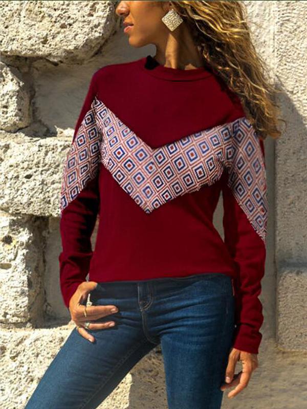 Round Neck Geometry Print Long Sleeve Sweatshirts