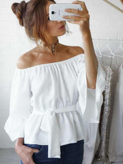 Pure Off shoulder Lacing Blouses