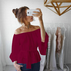 Pure Off shoulder Lacing Blouses