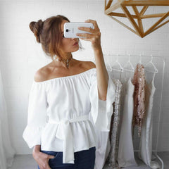 Pure Off shoulder Lacing Blouses