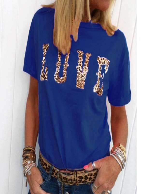 Short Sleeve Round Neck Printed Love T-shirts