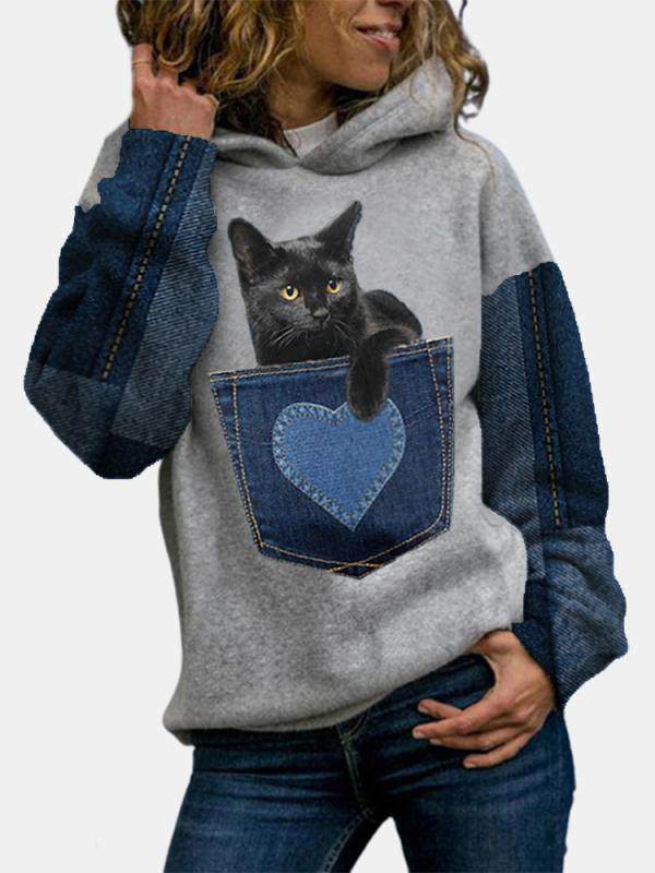 Casual Cotton-Blend Printed Hoodie Sweatshirts