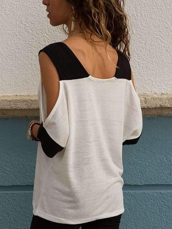 V neck Short sleeve Off Shoulder T-shirts