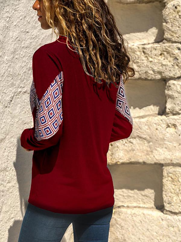Round Neck Geometry Print Long Sleeve Sweatshirts