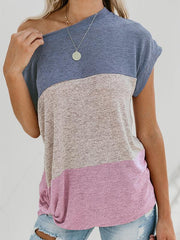 Casual bat sleeve short sleeve patchwork summer T-shirts