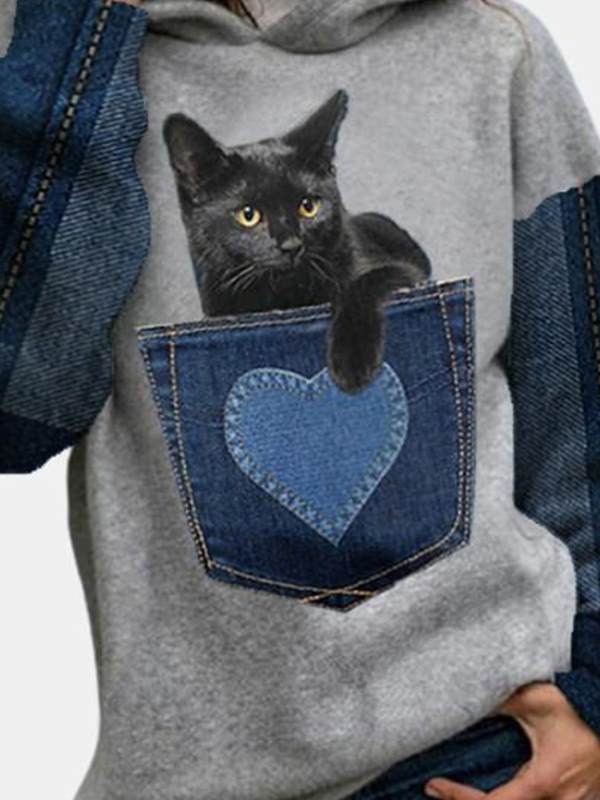 Casual Cotton-Blend Printed Hoodie Sweatshirts