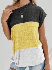 Casual bat sleeve short sleeve patchwork summer T-shirts