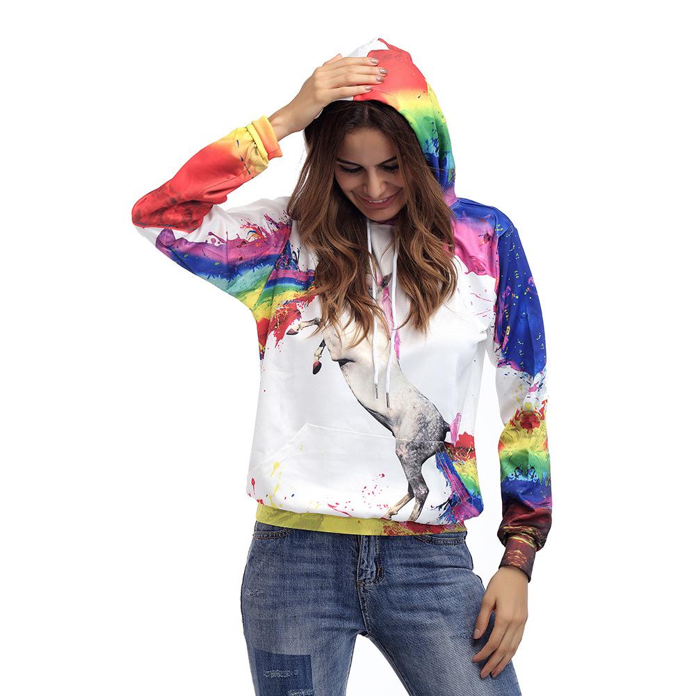 Women Floral  Unicorn Long sleeve Hoodies & Sweatshirts