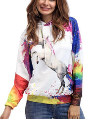 Women Floral  Unicorn Long sleeve Hoodies & Sweatshirts