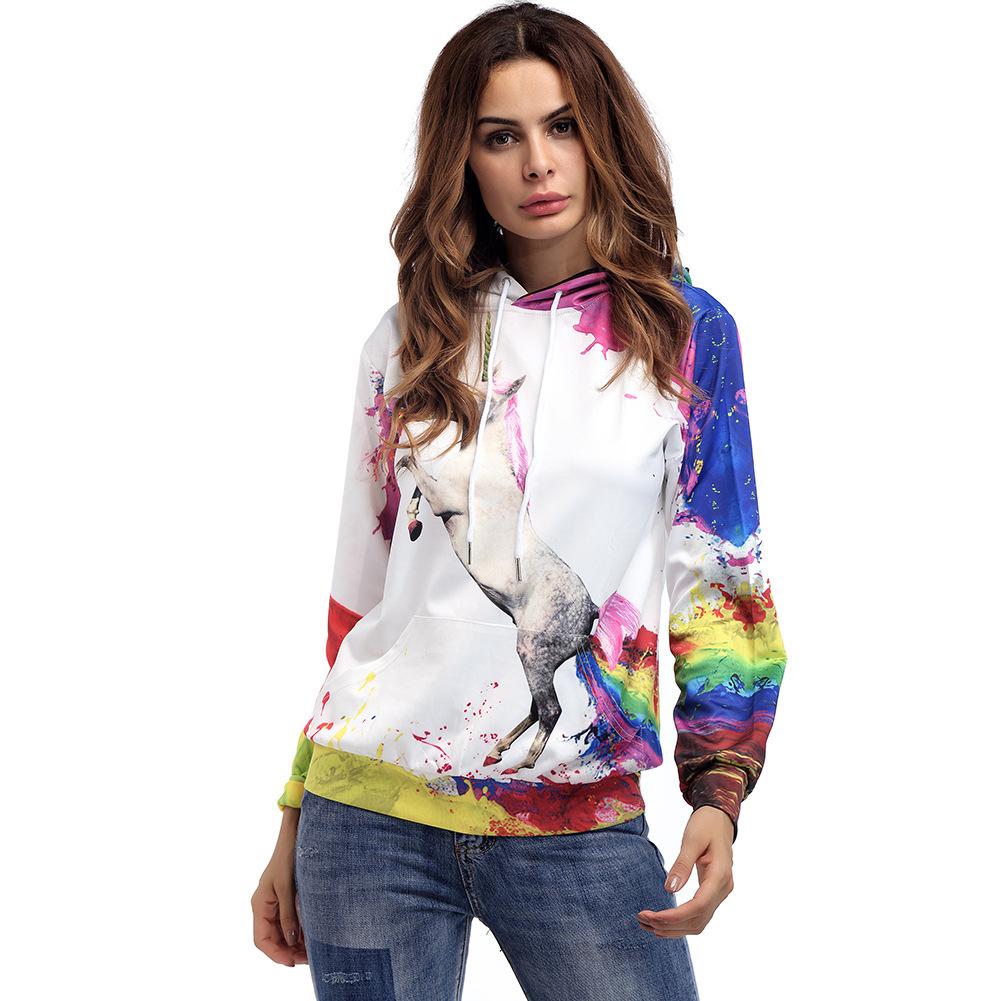 Women Floral  Unicorn Long sleeve Hoodies & Sweatshirts