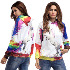 Women Floral  Unicorn Long sleeve Hoodies & Sweatshirts