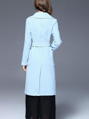 New Women Fashion Belt Long sleeve Double-faced Coats