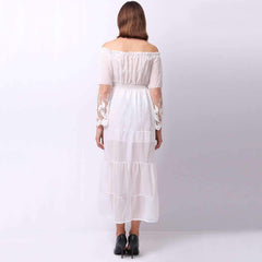 Pure High waist One shoulder Long sleeve Maxi Dresses