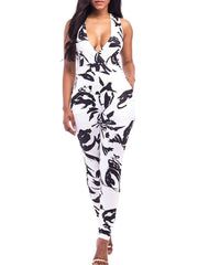 Sexy Floral V neck Vest Jumpsuits