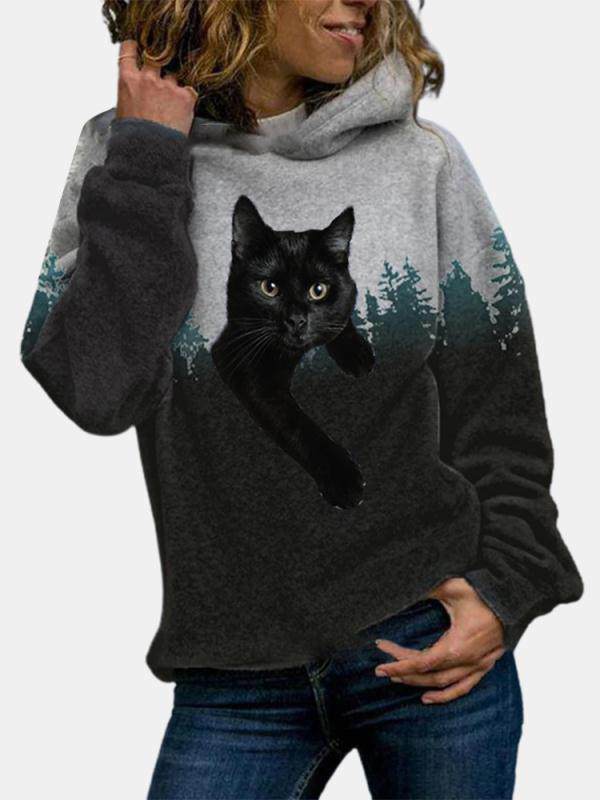 Casual Cotton-Blend Printed Hoodie Sweatshirts