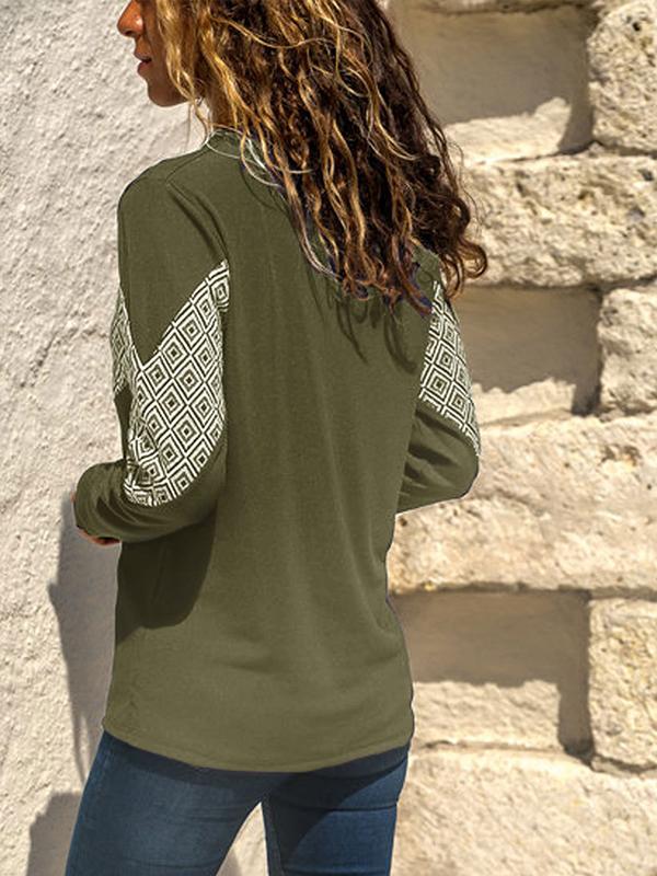 Round Neck Geometry Print Long Sleeve Sweatshirts