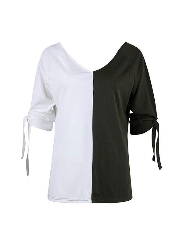 V Neck Woman Sleeve Tie Chiffon Half sleeve Elegant Blouses