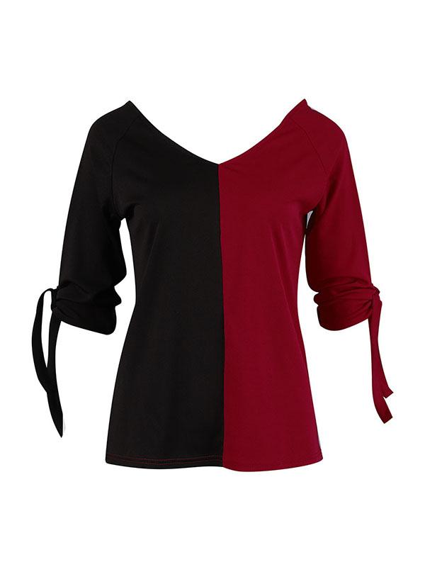 V Neck Woman Sleeve Tie Chiffon Half sleeve Elegant Blouses