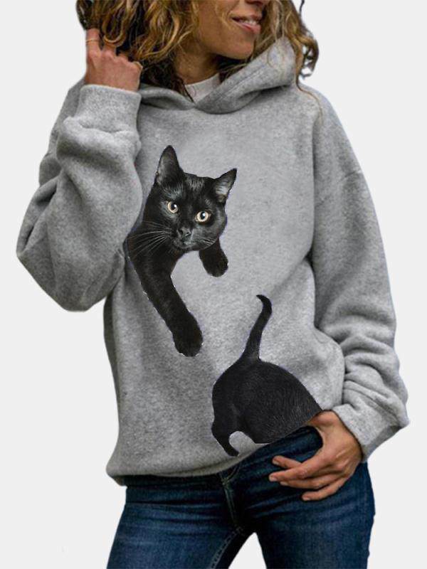 Casual Cotton-Blend Printed Hoodie Sweatshirts