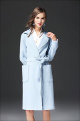 New Women Fashion Belt Long sleeve Double-faced Coats