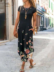 Black Shift Printed Floral Casual Dresses