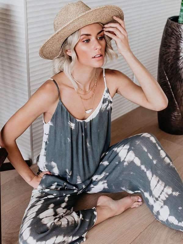 Chic Women Street style Printed Strapless Jumpsuits
