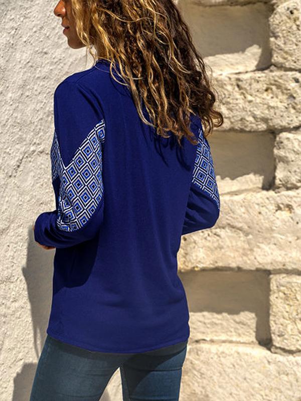 Round Neck Geometry Print Long Sleeve Sweatshirts