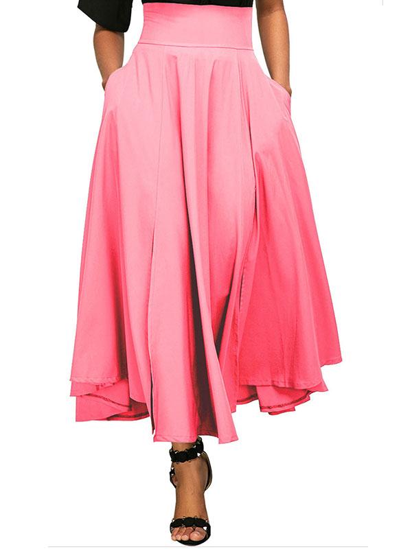 Plain Bowknot Zipper Long Skirt