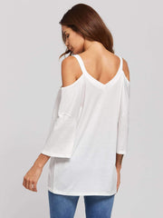 Pure Loose Off shoulder V neck T-Shirts