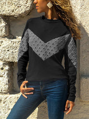 Round Neck Geometry Print Long Sleeve Sweatshirts