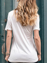 Casual daily printed v neck short sleeve T-shirts