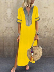 Bohemia Printed V Neck Casual Maxi Dresses