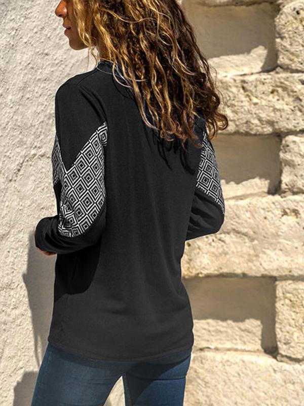 Round Neck Geometry Print Long Sleeve Sweatshirts