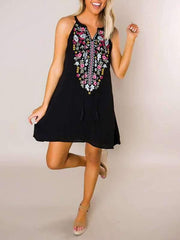 Fashion printed sleeveless lace casual shift dresses