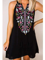 Fashion printed sleeveless lace casual shift dresses