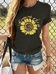 Women casual flower printed short sleeve T-shirts