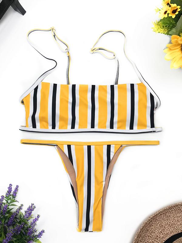 Fashion Plain Woman Gallus Bikini Swimwear