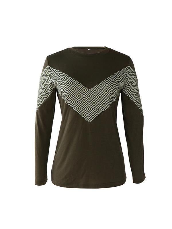 Round Neck Geometry Print Long Sleeve Sweatshirts