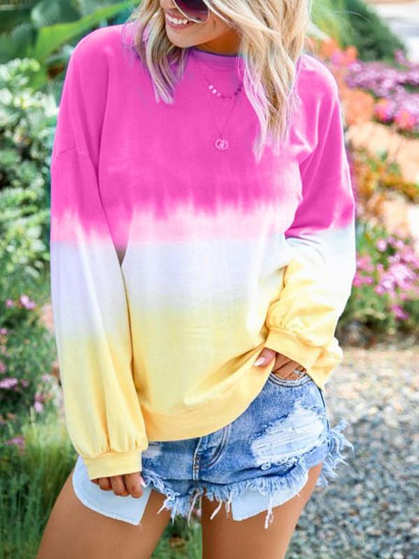 Rainbow printed long sleeve round neck sweatshirts