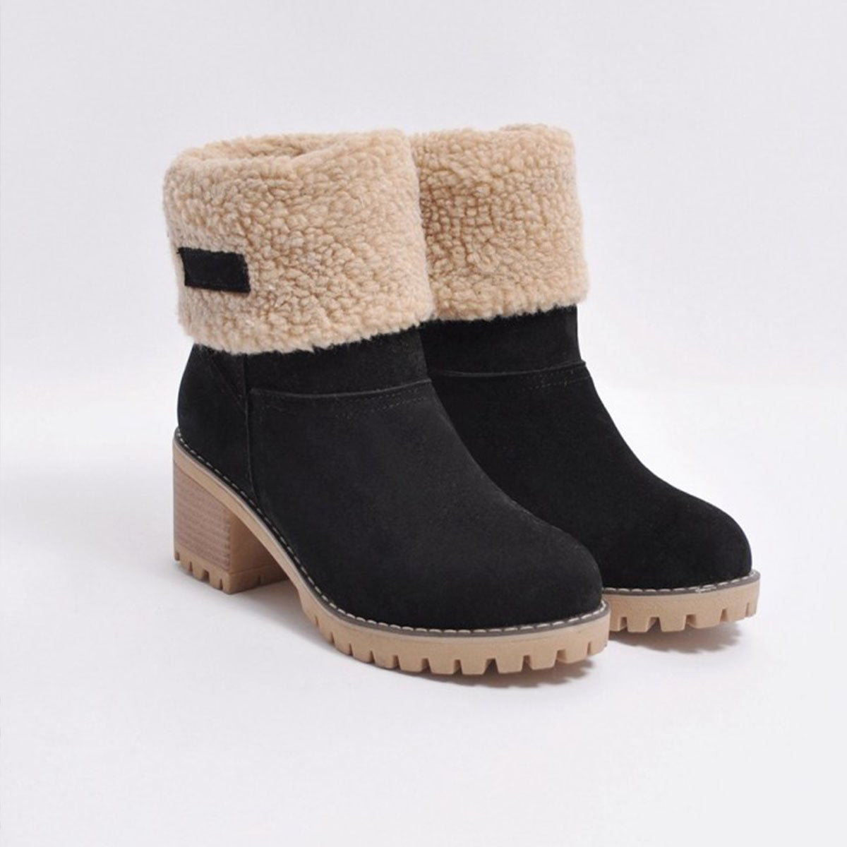 Plain Chunky Mid Heeled Date Ankle Boots