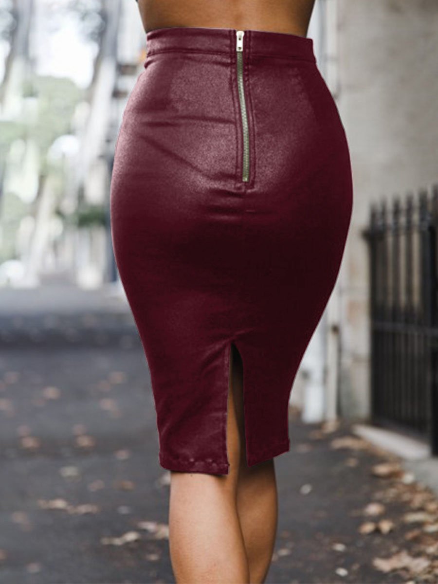 Autumn Woman More Colors PU Bodycon Skirts