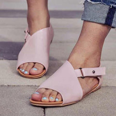 Plain Flat Peep Toe Casual Date Flat Sandals