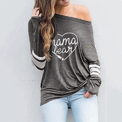 Fashion Printed Slanted Shoulder T-Shirt