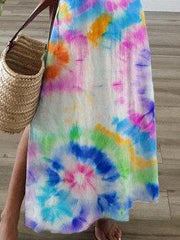 V Neck Short Sleeve Ombre/tie-Dye Dresses