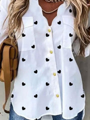 Casual Printed V neck Long Sleeve Shirts & Tops