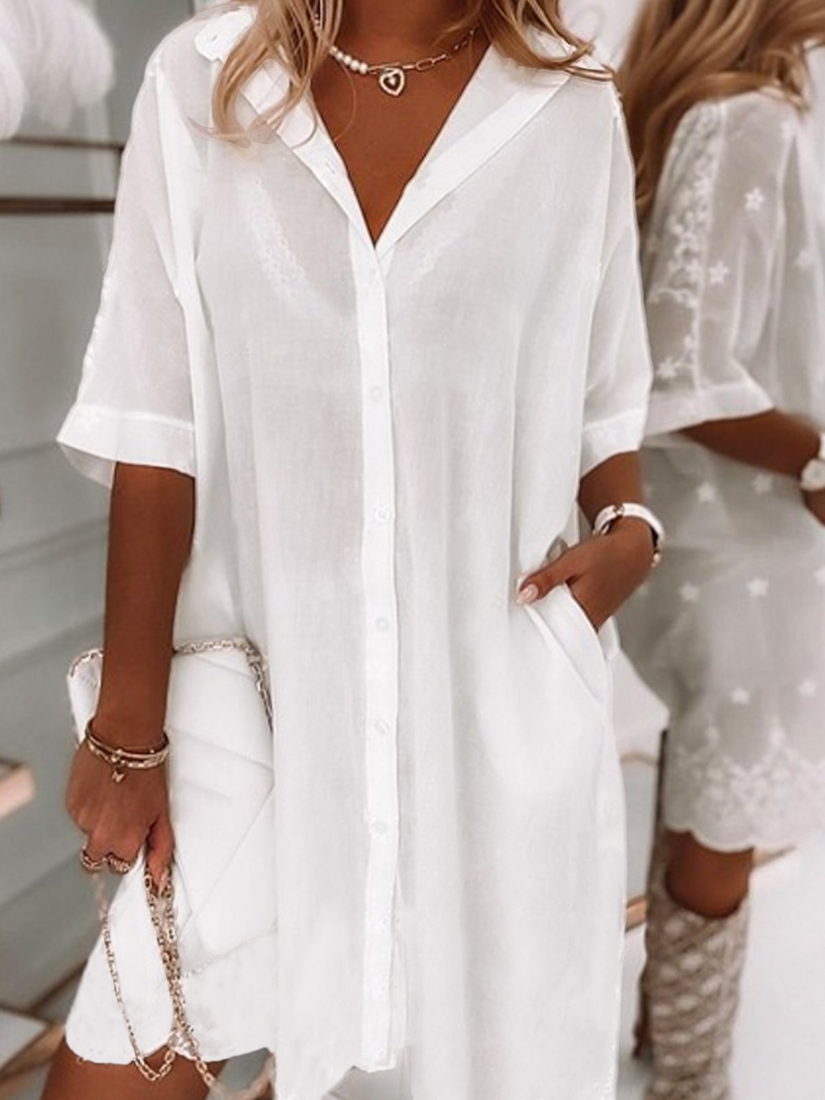 Cotton Casual Half Sleeve Dresses