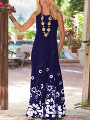 Casual Printed Floral Sleeveless Maxi Dresses